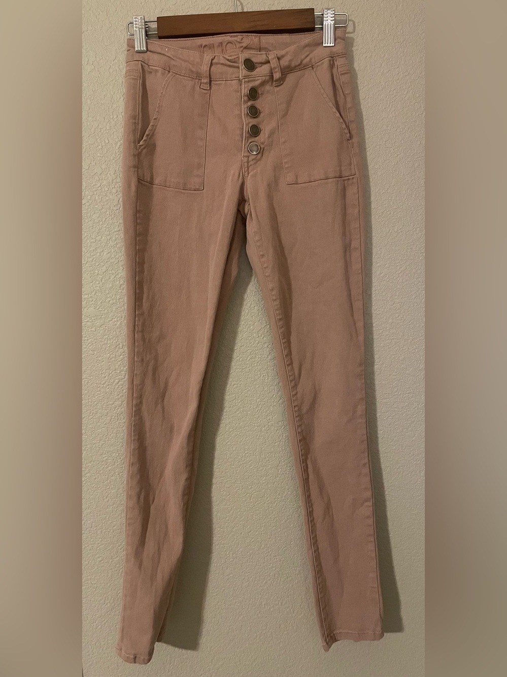 Rue 21 size 5/6R High-Waisted Button-Front Skinny Pants - Dusty Rose Jeggins